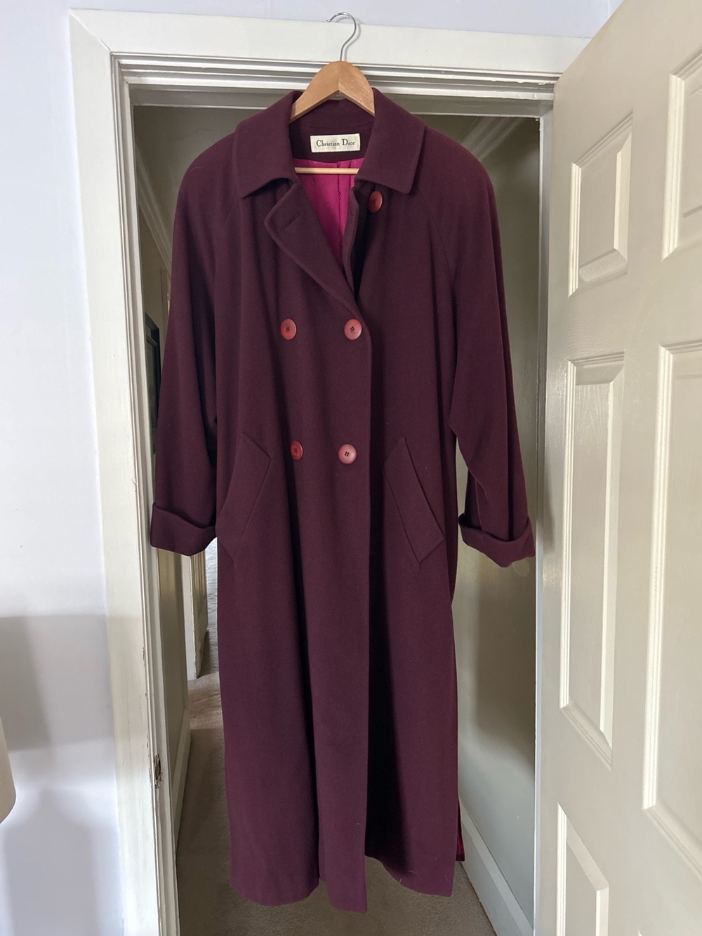 Christian Dior wool blend coat - Authentic Vintage - Rich plum / aubergine color